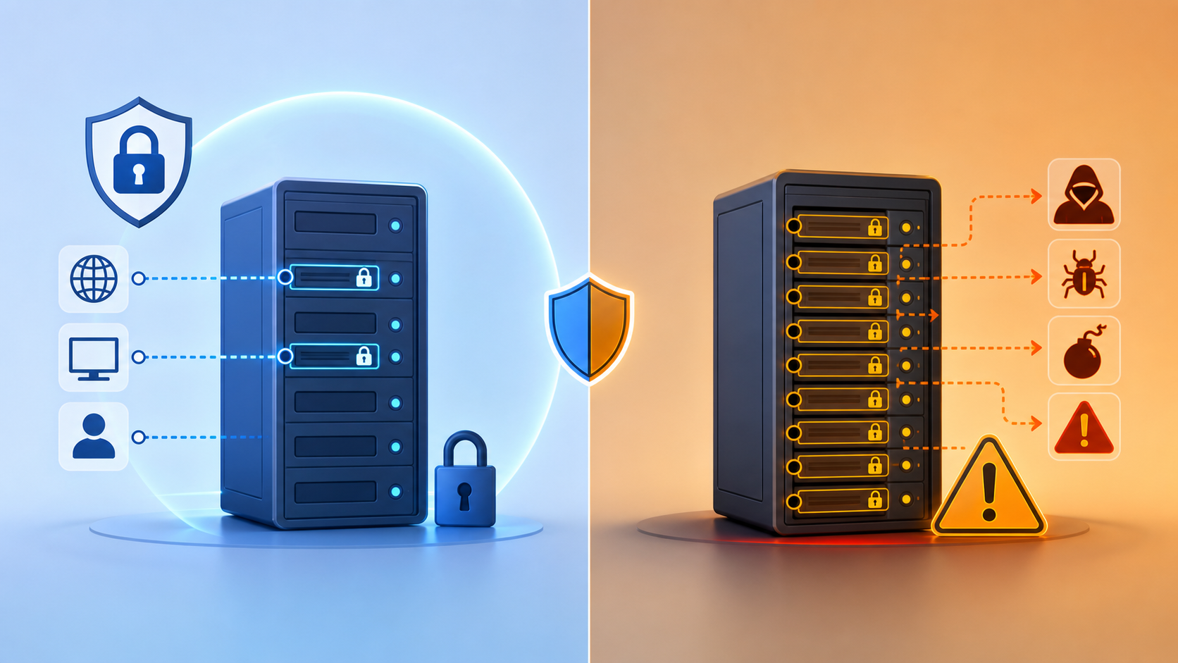 VPS 安全端口暴露与风险对比图