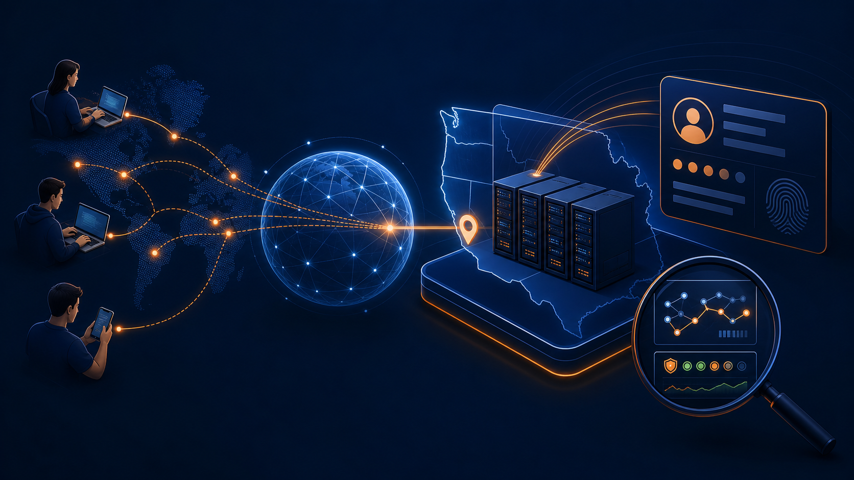美国 VPS 线路与 IP 检查示意图
