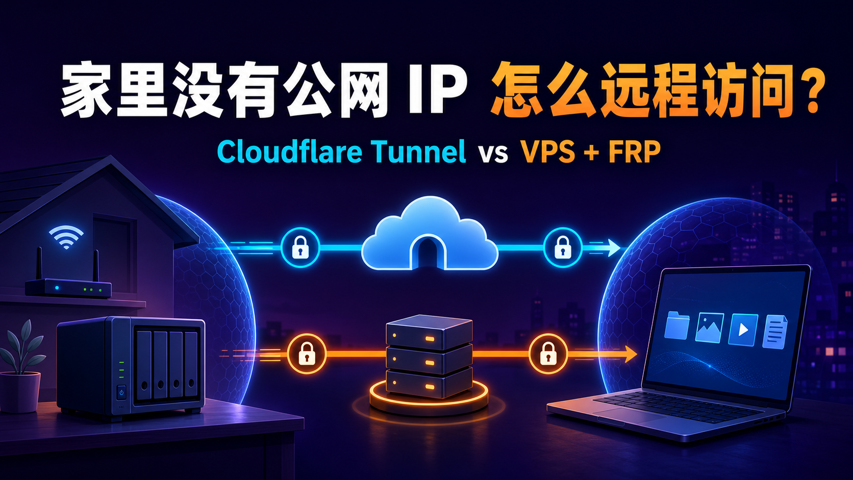 家庭内网经 Cloudflare Tunnel 或 VPS FRP 安全远程访问的两条路径
