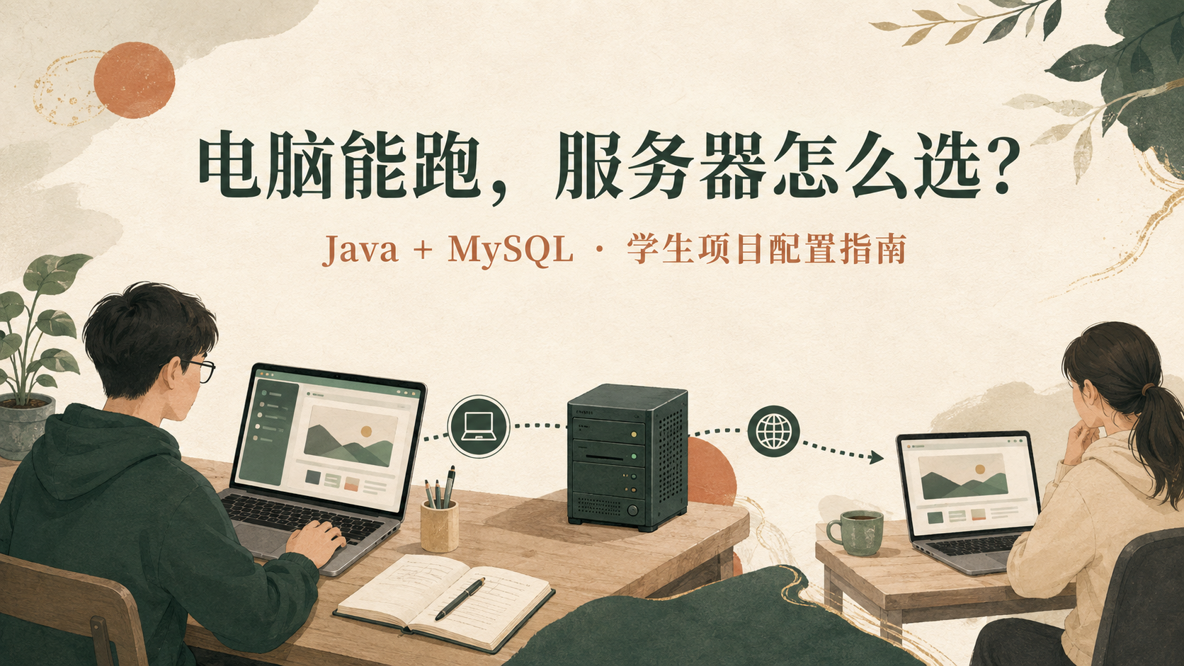学生电脑中的项目连接云服务器与另一位访问者，说明从本机运行到公网部署的区别