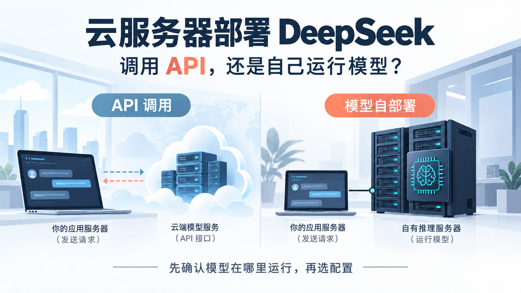 DeepSeek云服务器选型：调用API与自部署模型两条路线