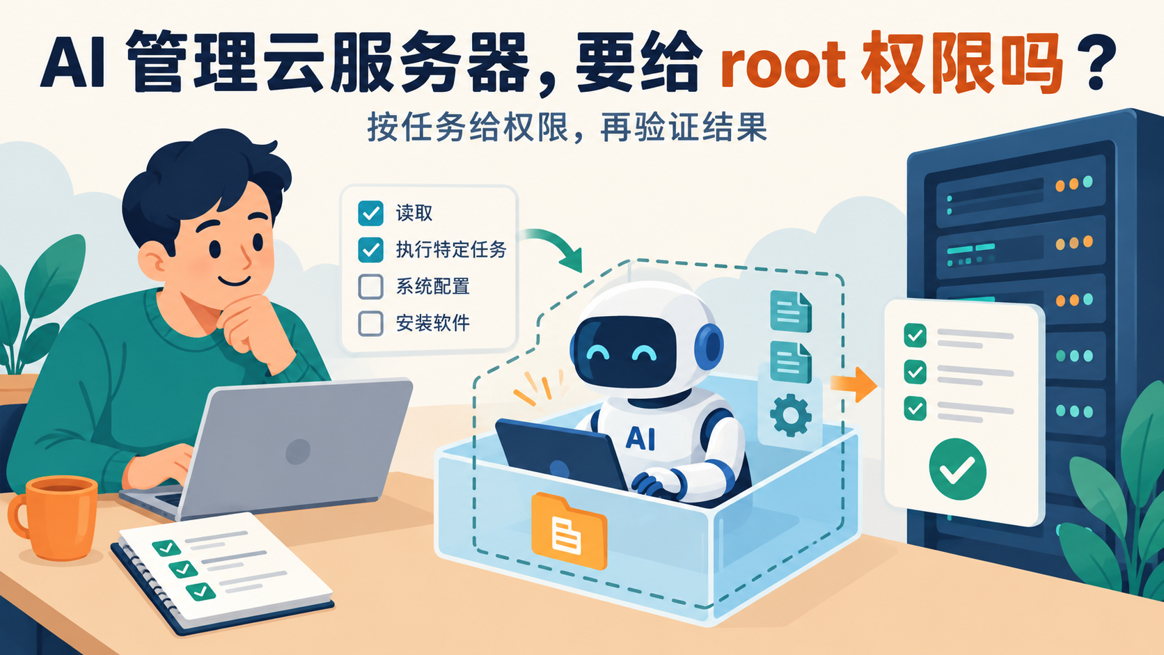 AI管理云服务器，要给root权限吗？按任务给权限，再验证结果