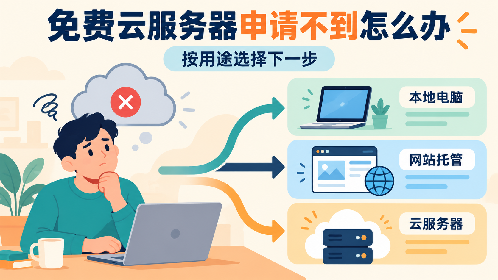 免费云服务器申请失败后按学习、建站和程序运行选择下一步