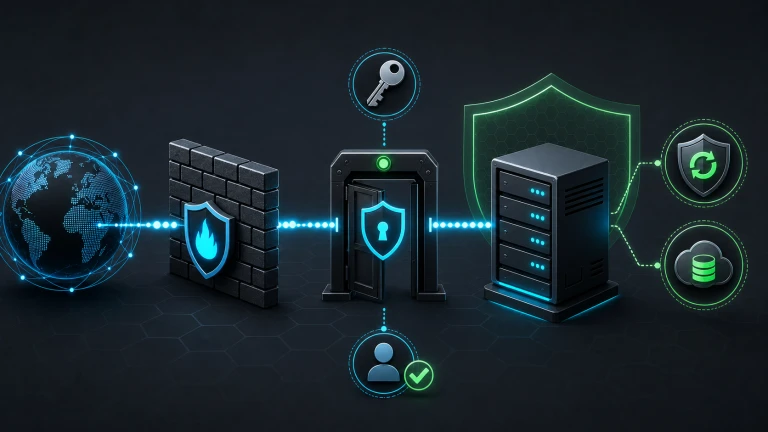 VPS 防火墙密钥访问与备份保护路径图